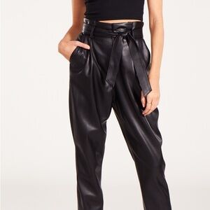 Akira Faux Leather Paper Bag Pants
